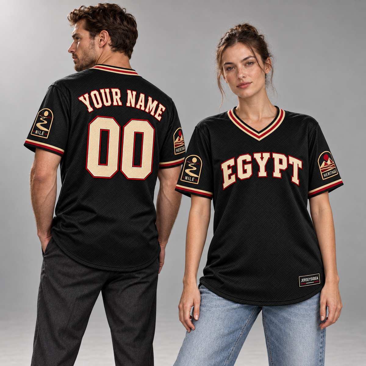 Egypt Nile Heritage Custom Soccer Jersey - All Stitched - Black studio photo