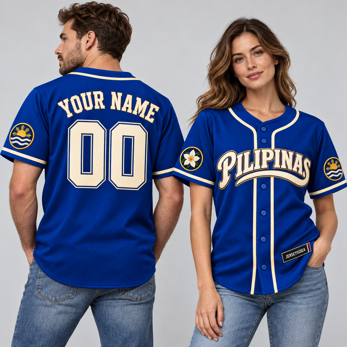 Pilipinas Coast Club Custom Baseball Jersey - All Stitched - Blue studio photo