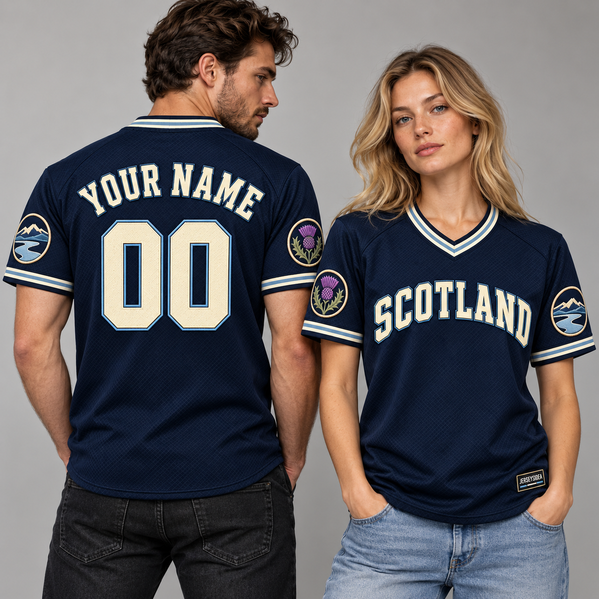Scotland Highland Club Custom Soccer Jersey - All Stitched - Navy studio photo