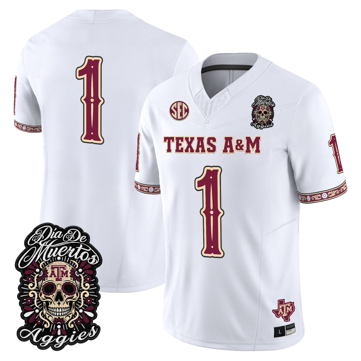 Men's Texas A&M Aggies Día de los Muertos Vapor Limited Jersey - All Stitched