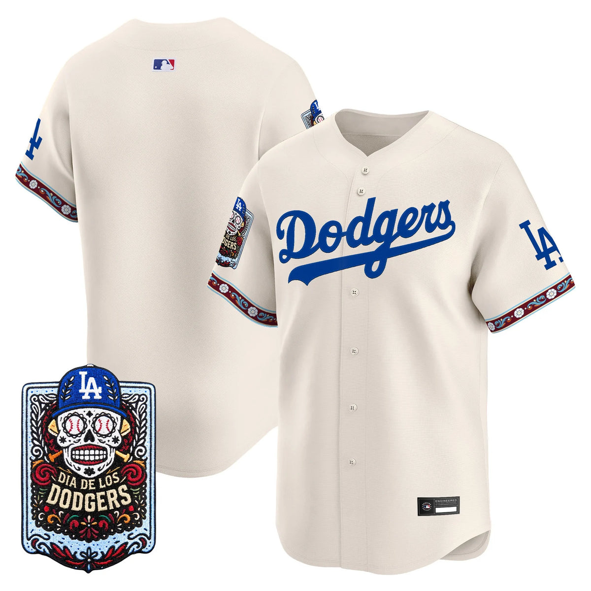 Men's Los Angeles Dodgers Día de los Muertos Vapor Premier Limited Jersey - All Stitched