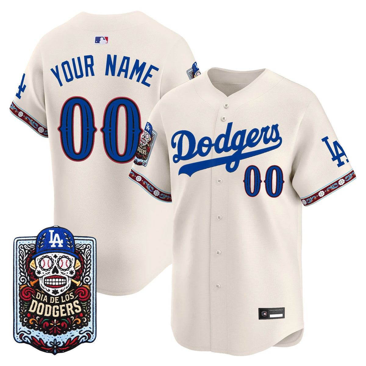 Los Angeles Dodgers Día de los Muertos Limited Custom Jersey - All Stitched