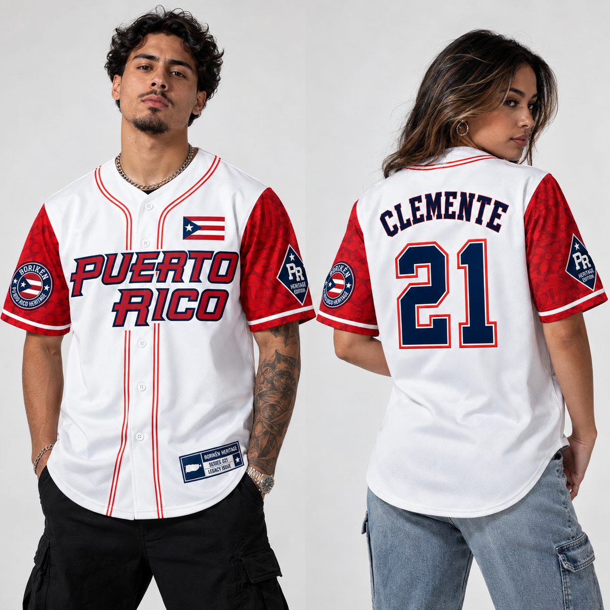 Puerto Rico Heritage #21 Clemente White Baseball Jersey