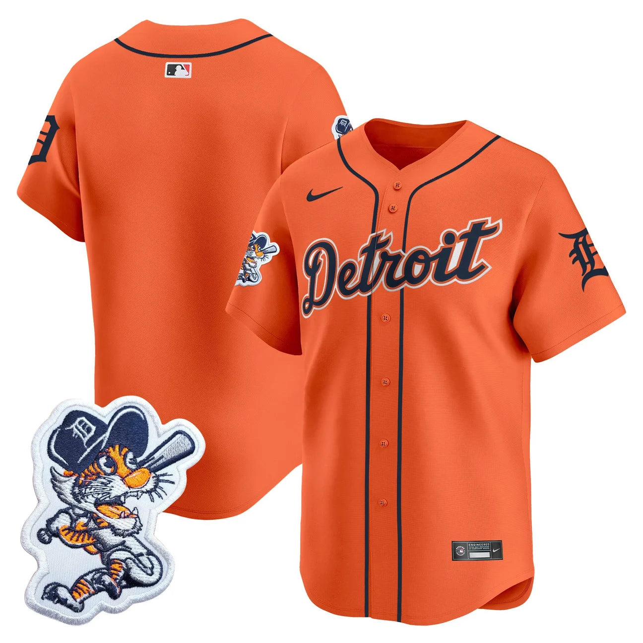 Detroit Tigers Paws Patch Vapor Premier Limited Custom Jersey - All Stitched