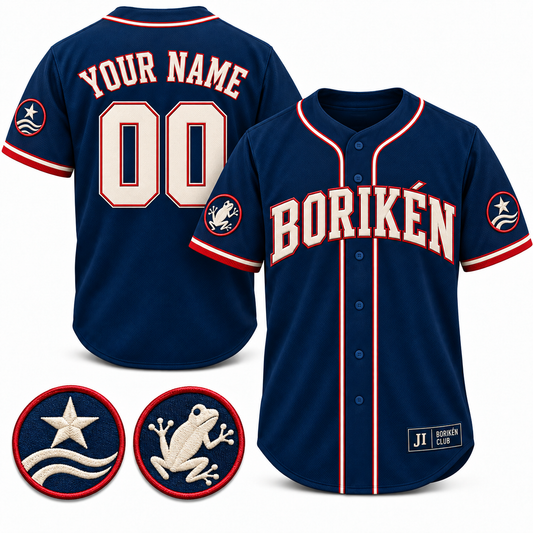 Borikén Club Custom Heritage Baseball Jersey - All Stitched - Navy product image