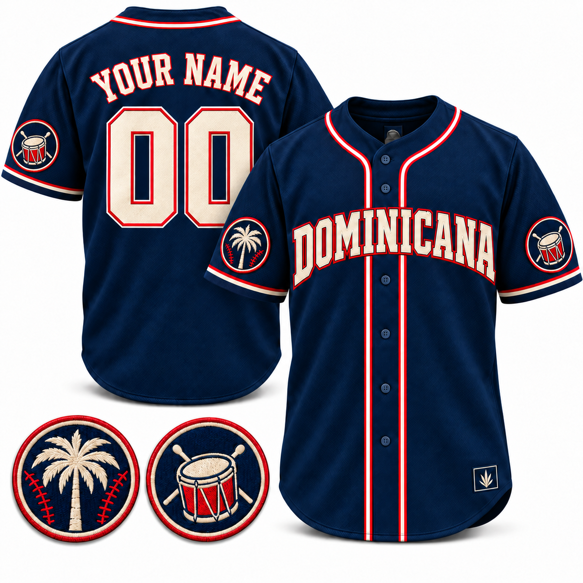 Dominicana Heritage Custom Baseball Jersey - All Stitched - Navy product image
