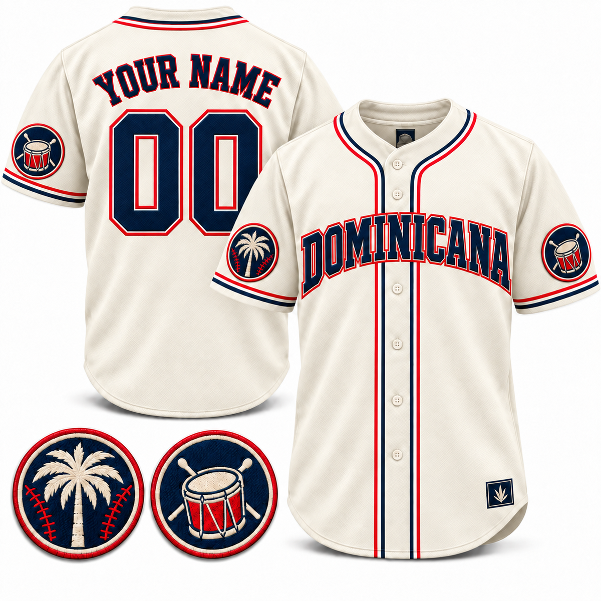 Dominicana Heritage Custom Baseball Jersey - All Stitched - White product image