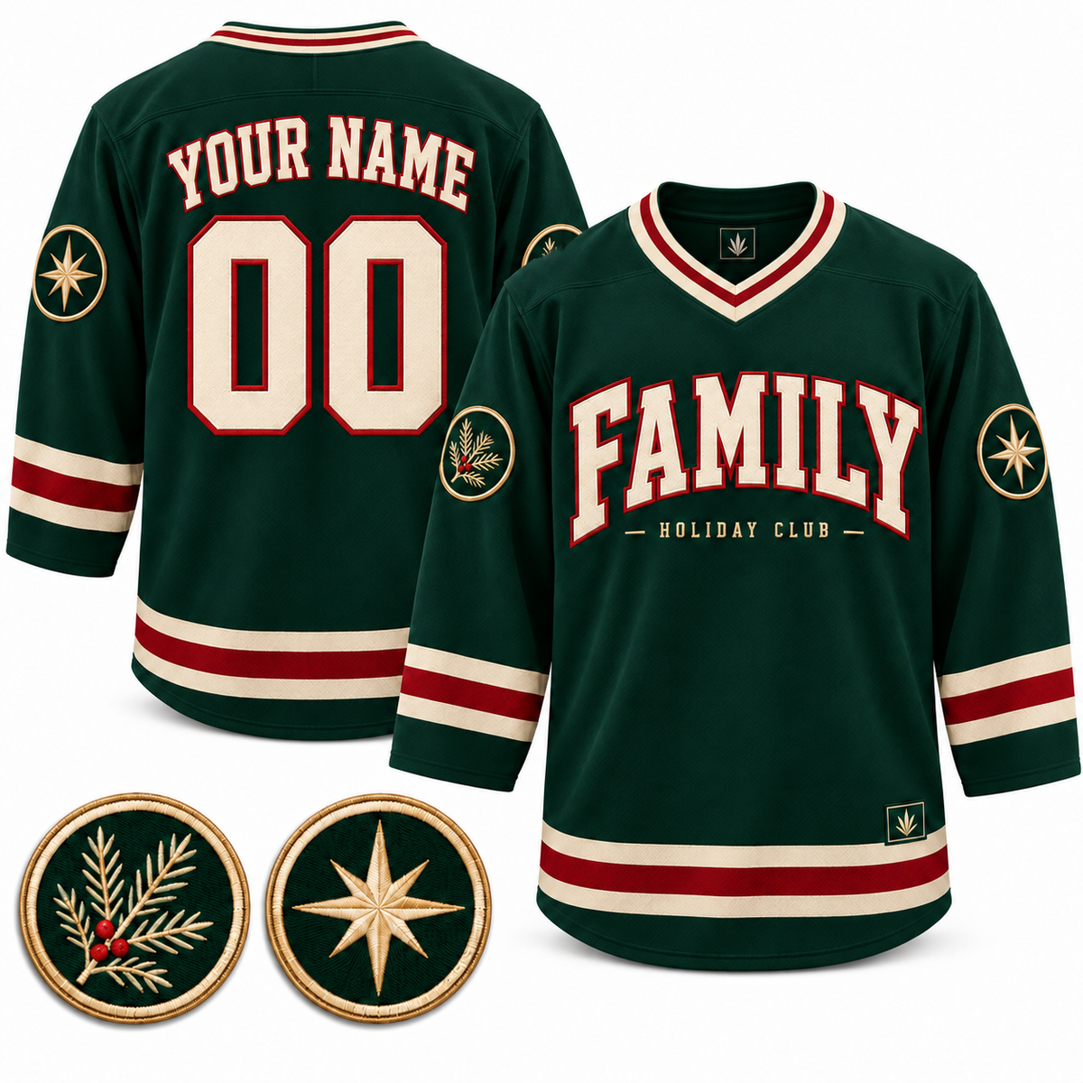 Family Holiday Club Custom Hockey Jersey - All Stitched - Evergreen product image