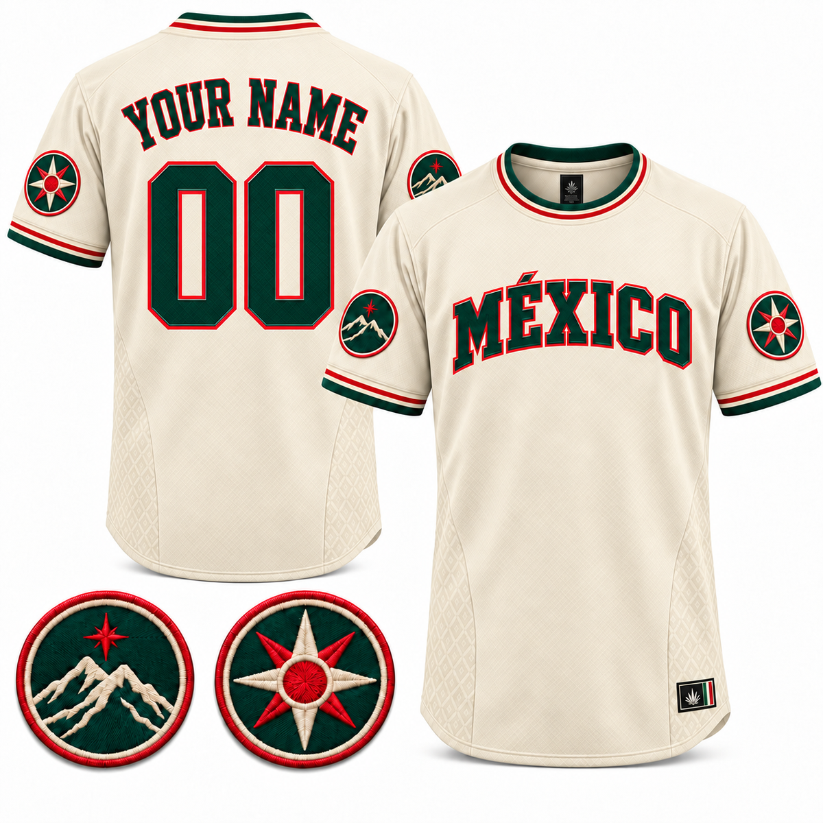México Land & Sky Custom Football Jersey - All Stitched - Ivory product image