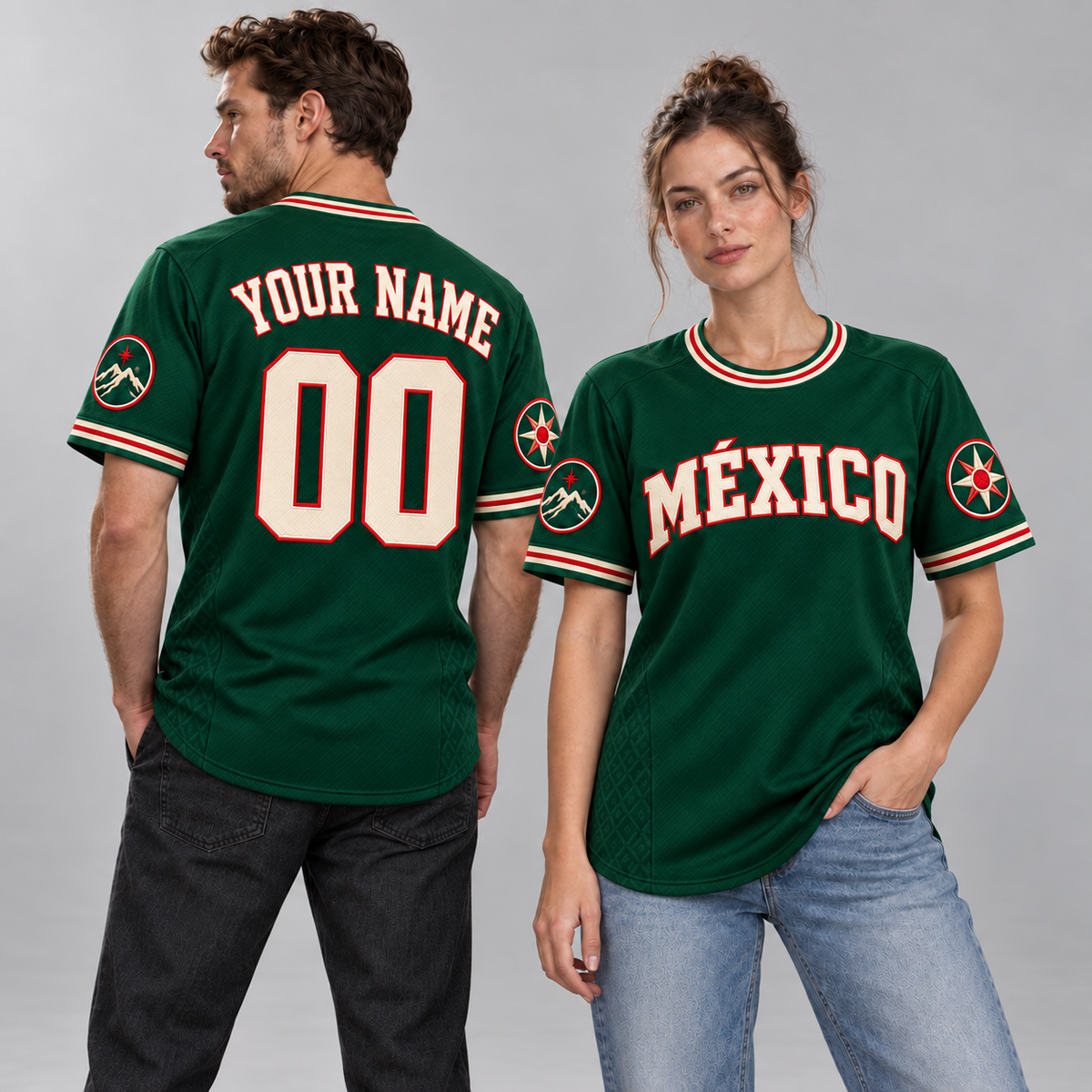 México Land & Sky Custom Football Jersey - All Stitched - Green studio photo