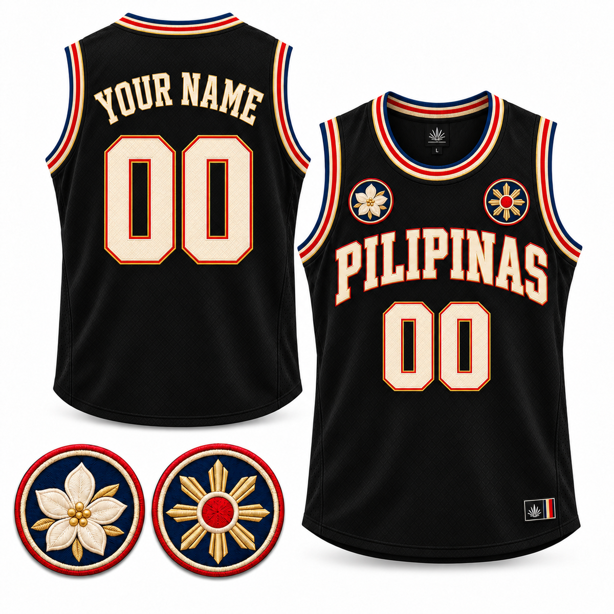 Pilipinas Heritage Custom Basketball Jersey - All Stitched - Black product image