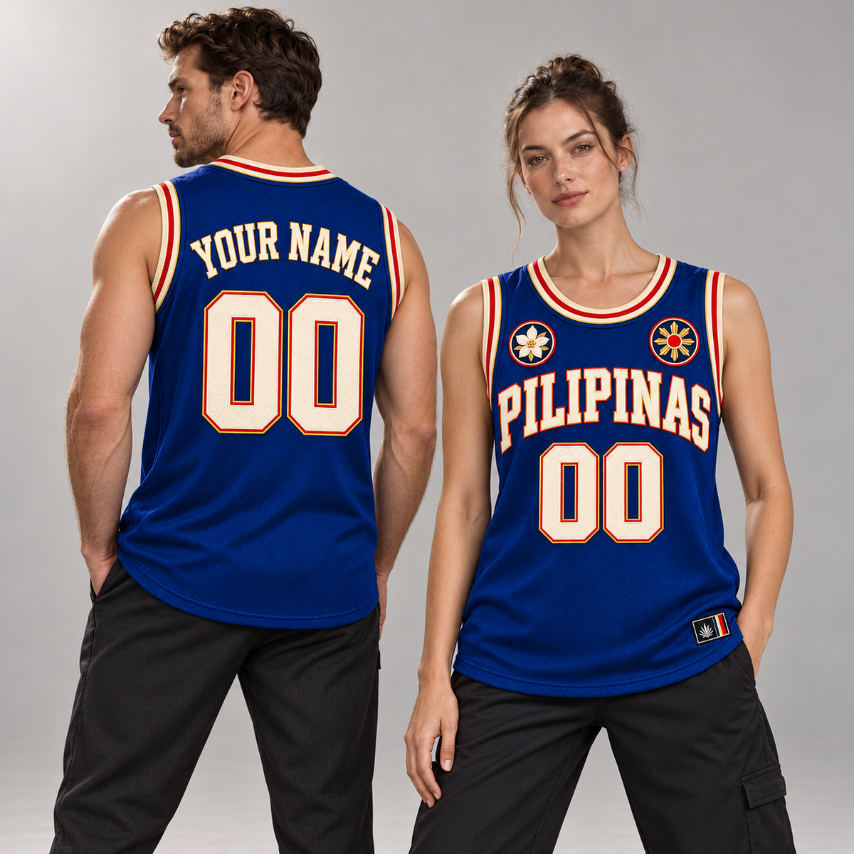 Pilipinas Heritage Custom Basketball Jersey - All Stitched - Blue studio photo