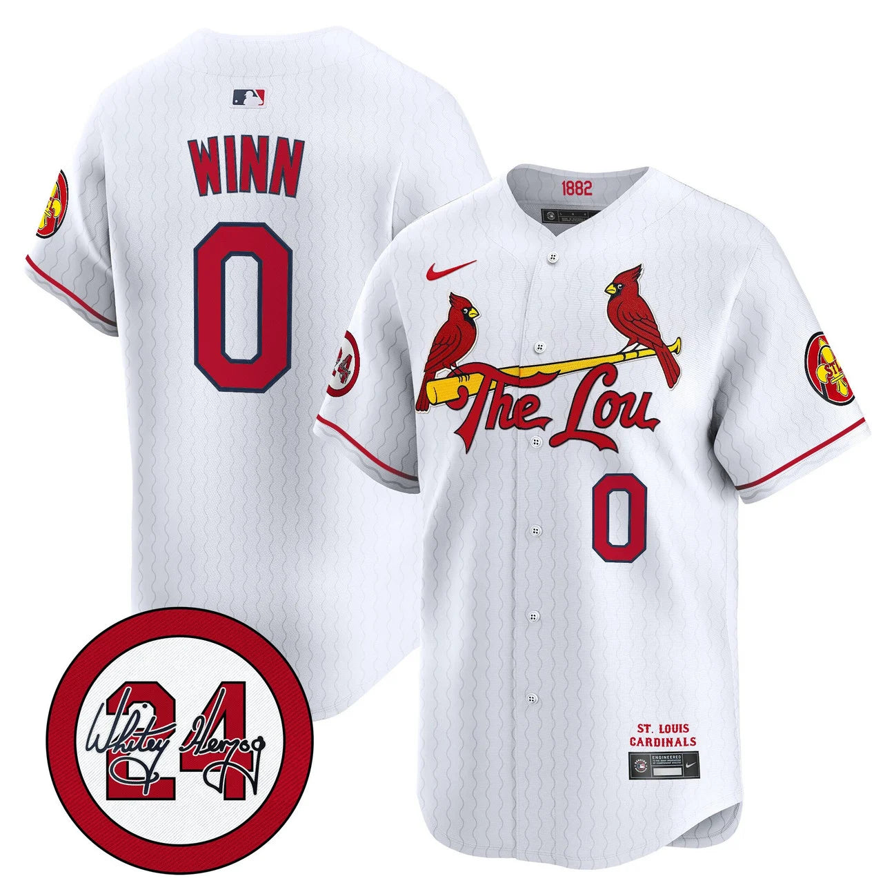 Men's St. Louis Cardinals Whitey Herzog Patch Vapor Premier Limited Jersey - All Stitched