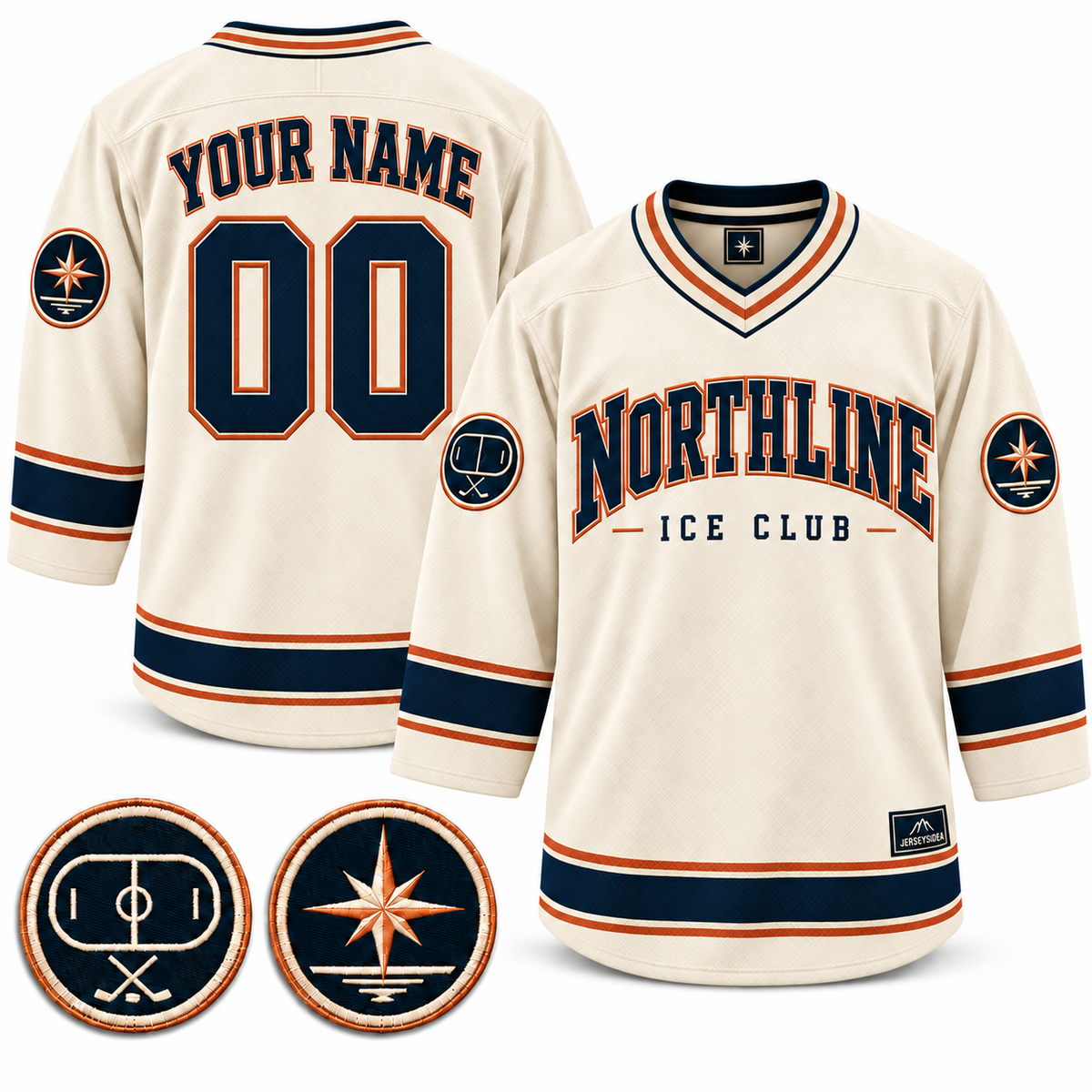 Northline Ice Club Custom Hockey Jersey - All Stitched - Ivory product image
