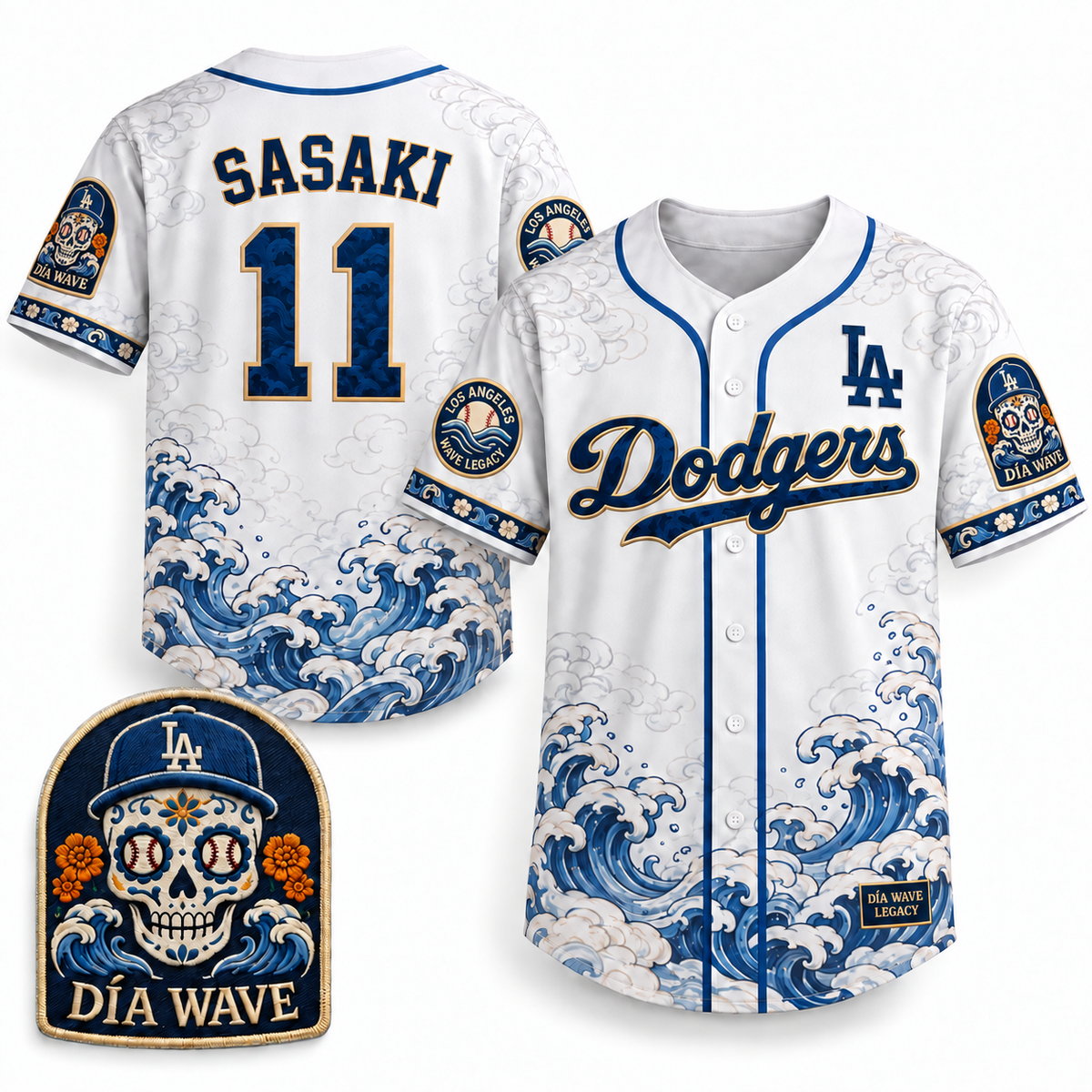 Los Angeles Día Wave Legacy Baseball Jersey - All Stitched