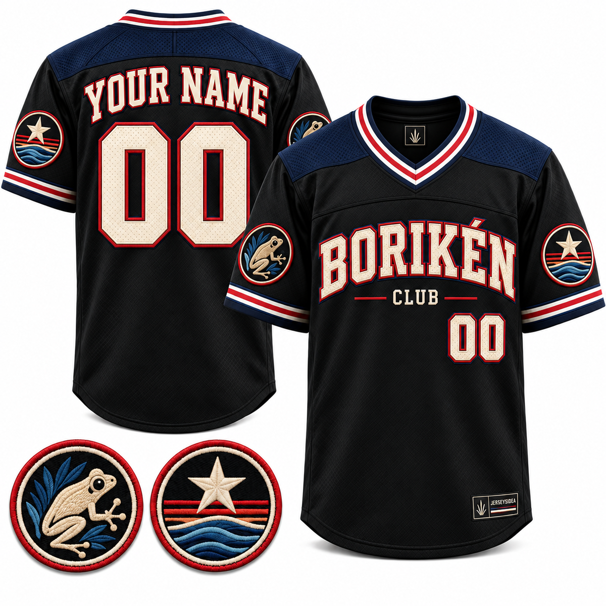 Borikén Coast Club Custom American Football Jersey - All Stitched - Black product image