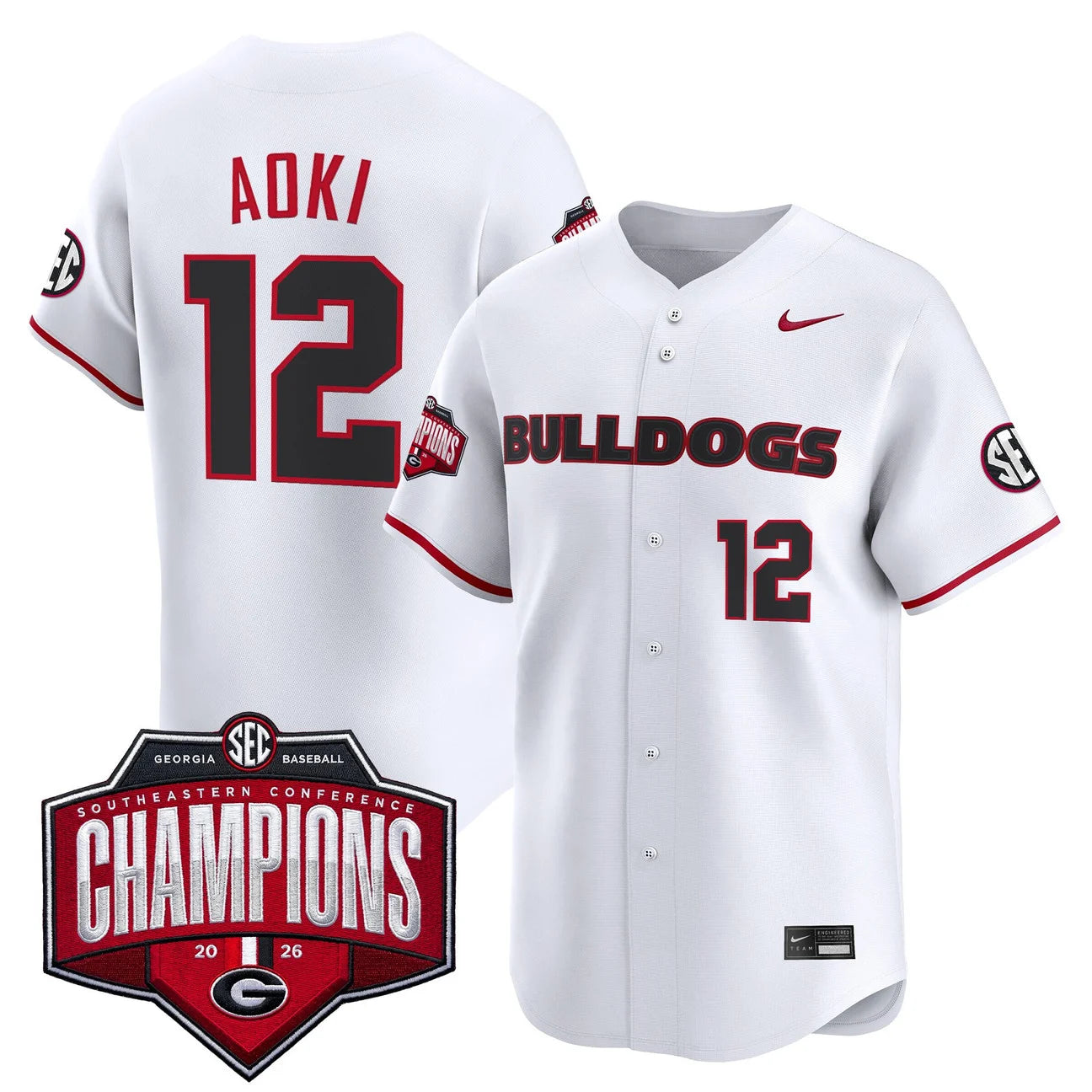 Men's Georgia Bulldogs Baseball Southeastern Confernce Champions 2026 Vapor Premier Limited Jersey - All Stitched