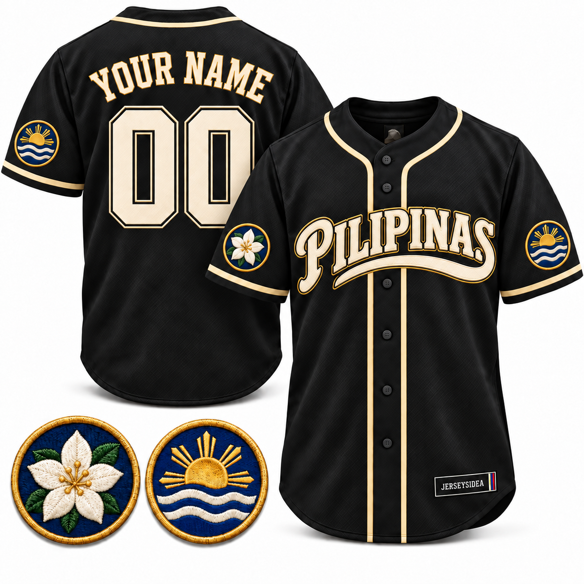 Pilipinas Coast Club Custom Baseball Jersey - All Stitched - Black product image