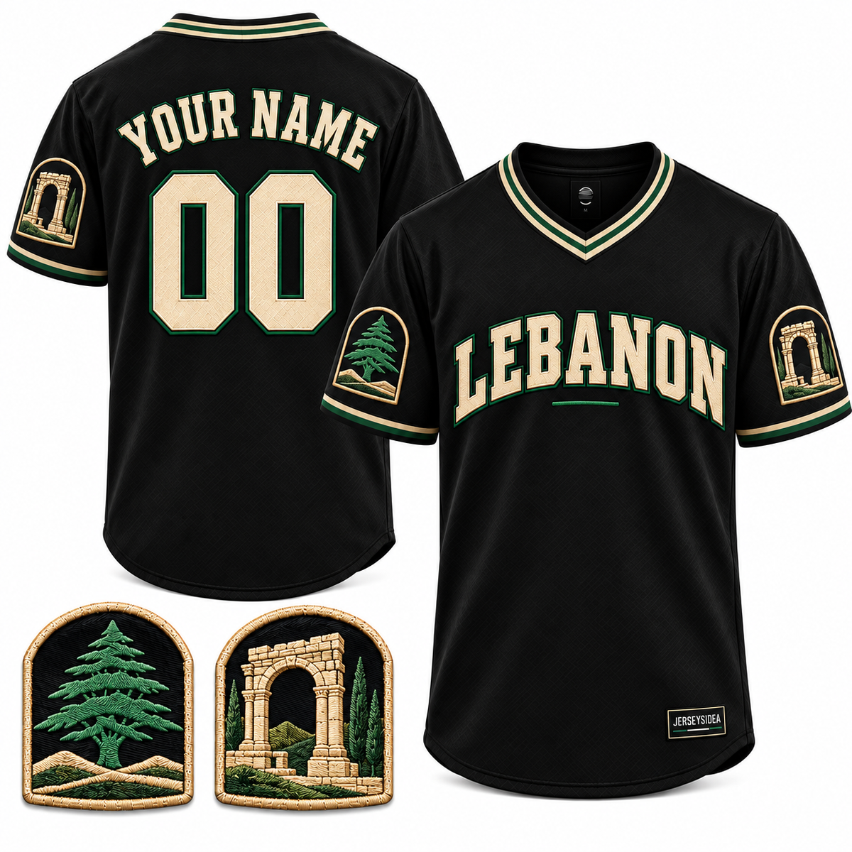 Lebanon Cedar & Stone Custom Soccer Jersey - All Stitched - Black product image