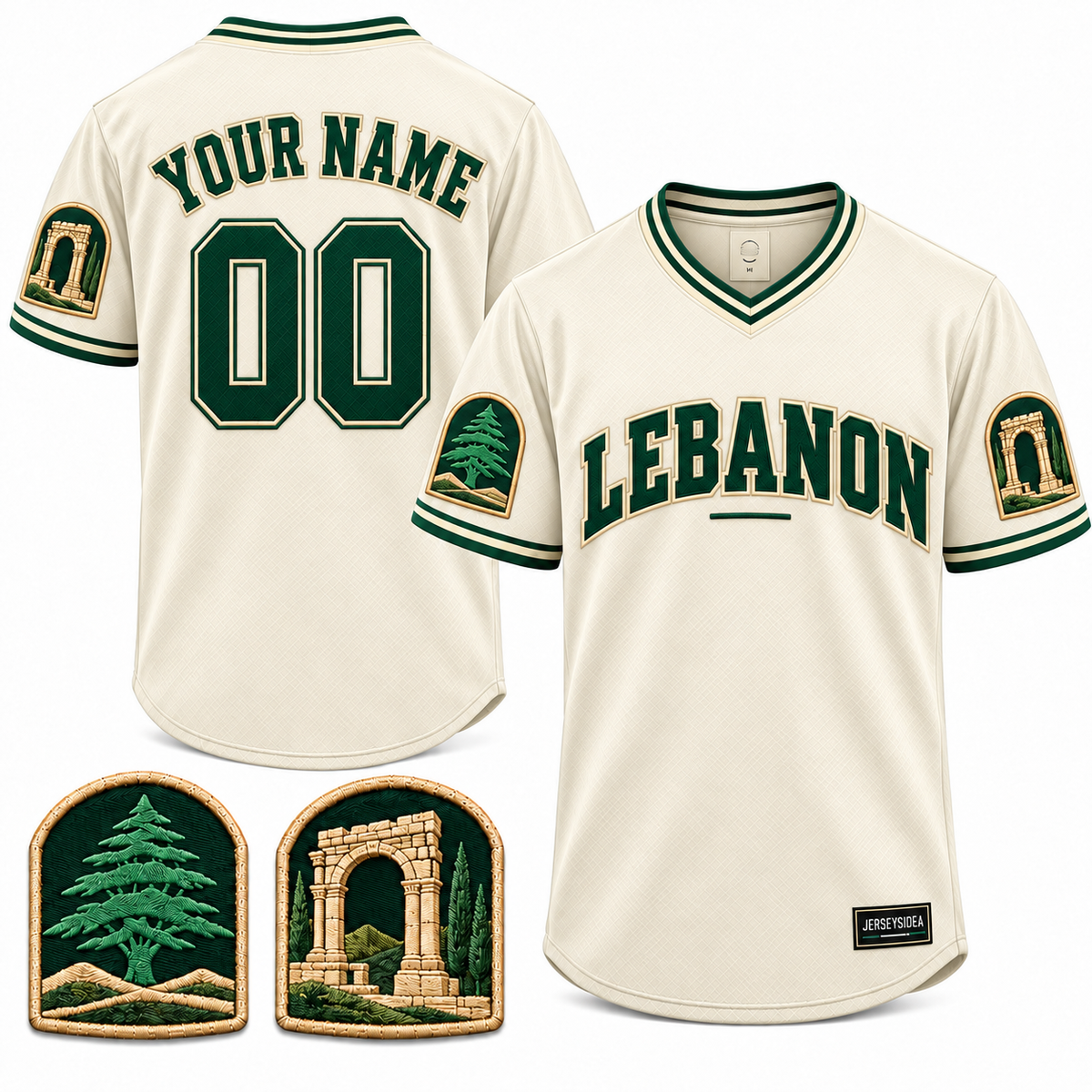 Lebanon Cedar & Stone Custom Soccer Jersey - All Stitched - White product image