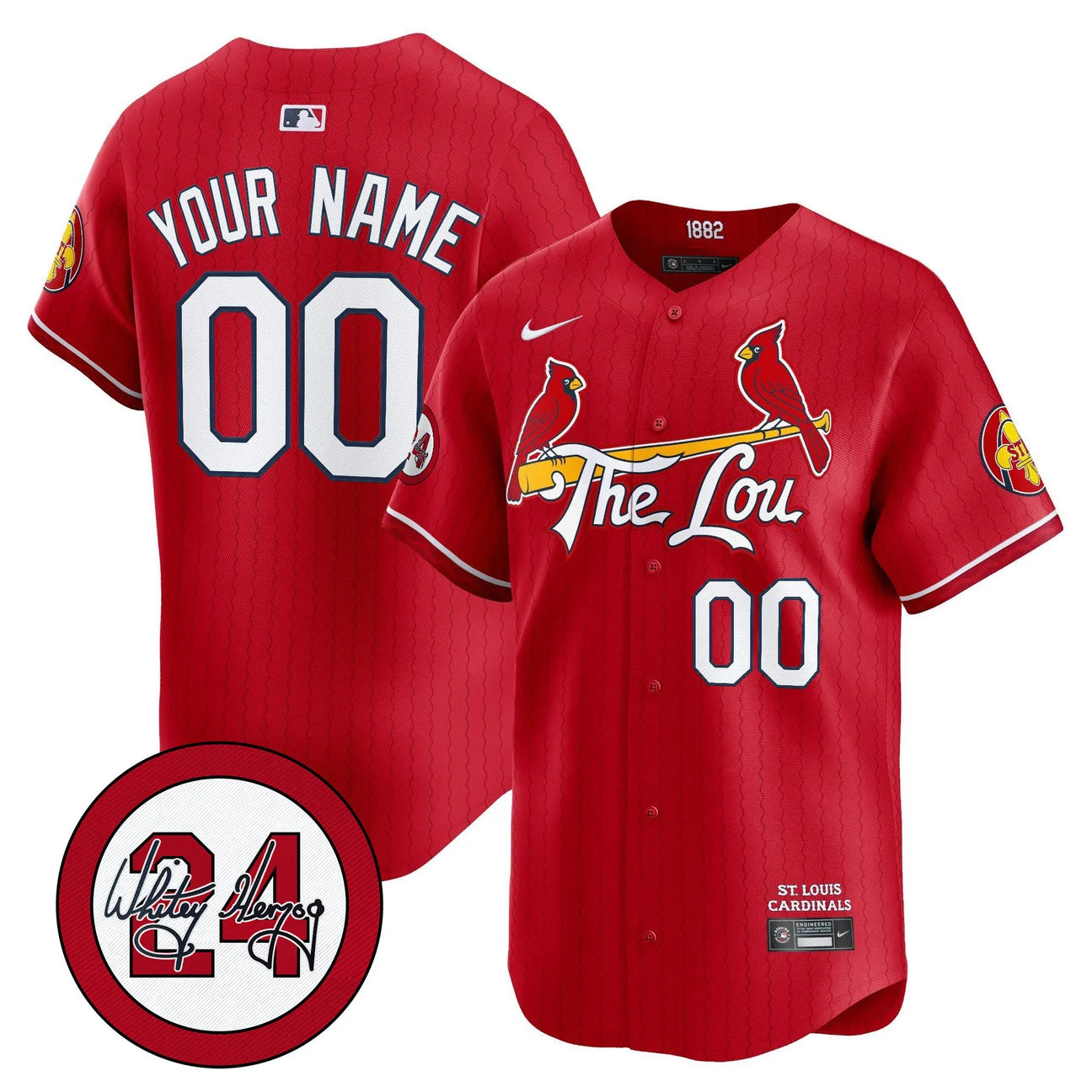 St. Louis Cardinals Whitey Herzog Patch Vapor Premier Limited Custom Jersey - All Stitched
