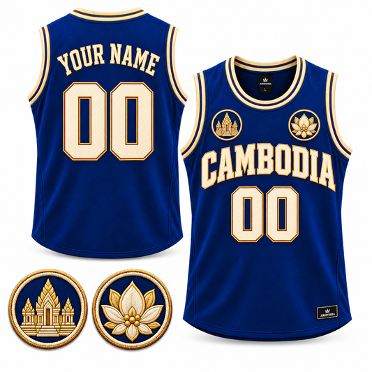 Cambodia Lotus Court Custom Basketball Jersey - All Stitched - Blue product image