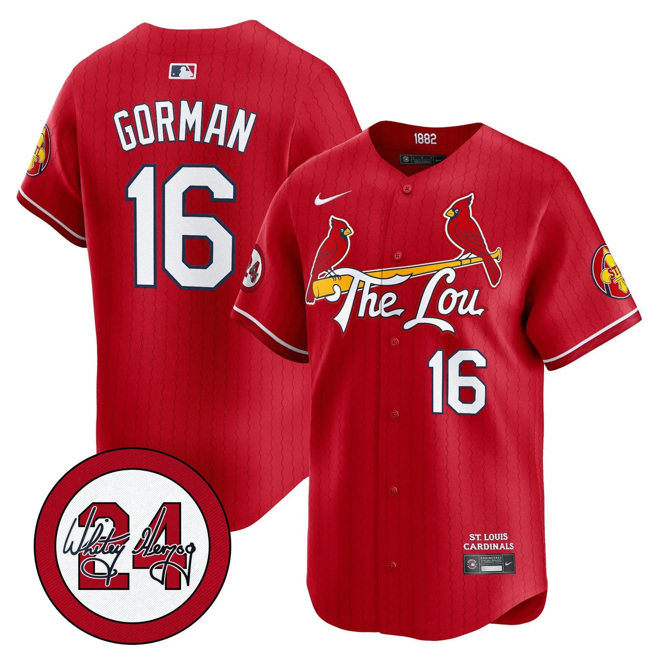 Men's St. Louis Cardinals Whitey Herzog Patch Vapor Premier Limited Jersey - All Stitched