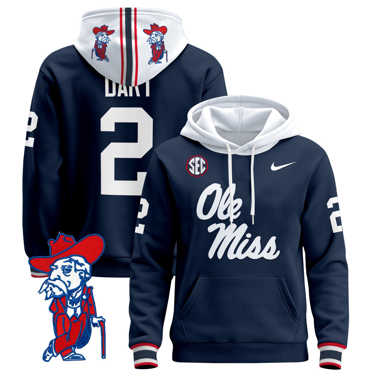 Men's Ole Miss Rebels 2026 Pullover Hoodie V2 - All Stitched