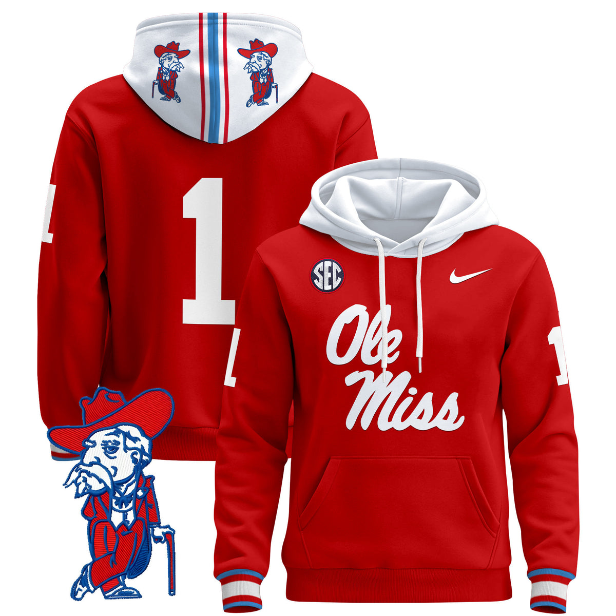Men's Ole Miss Rebels 2026 Pullover Hoodie V2 - All Stitched