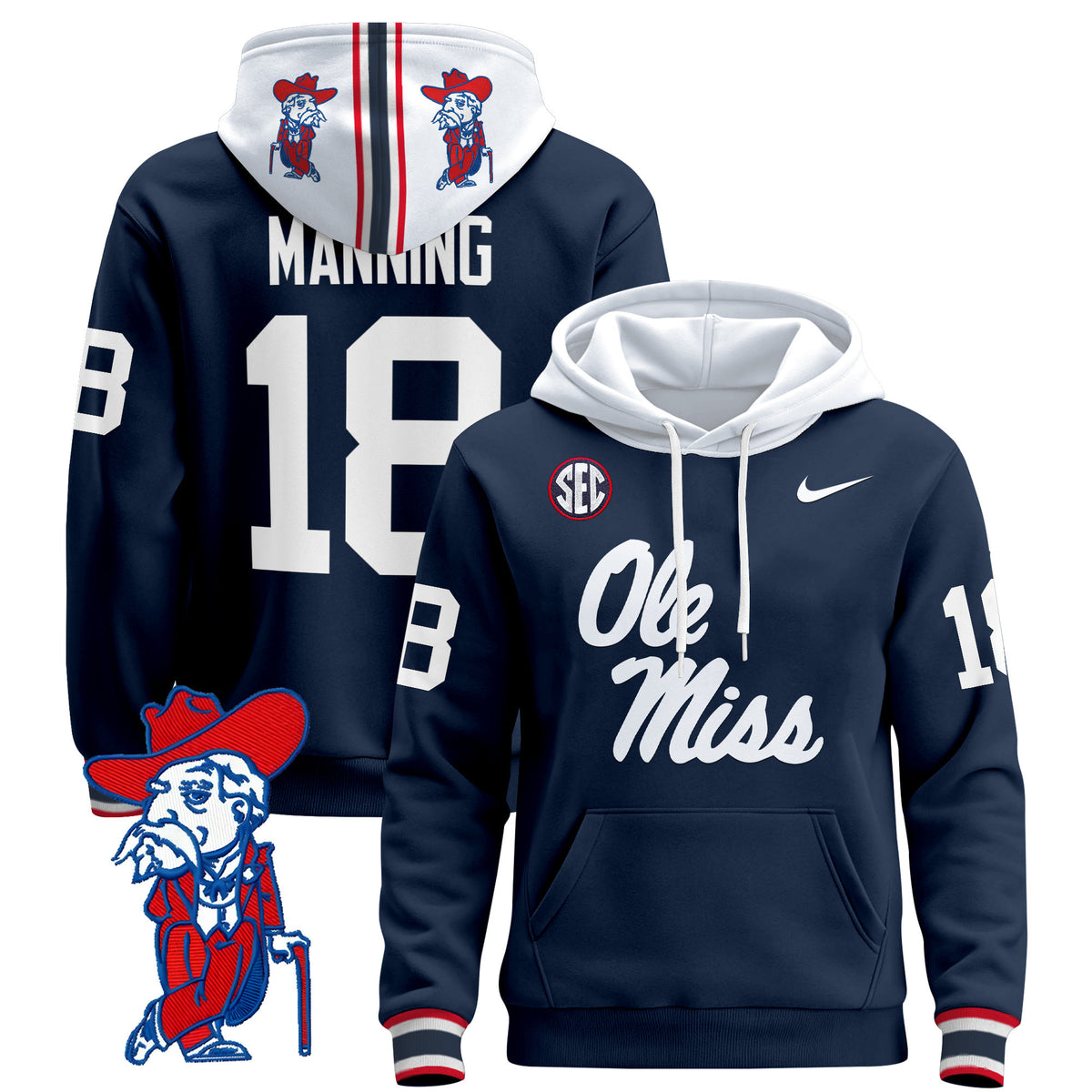 Men's Ole Miss Rebels 2026 Pullover Hoodie V2 - All Stitched