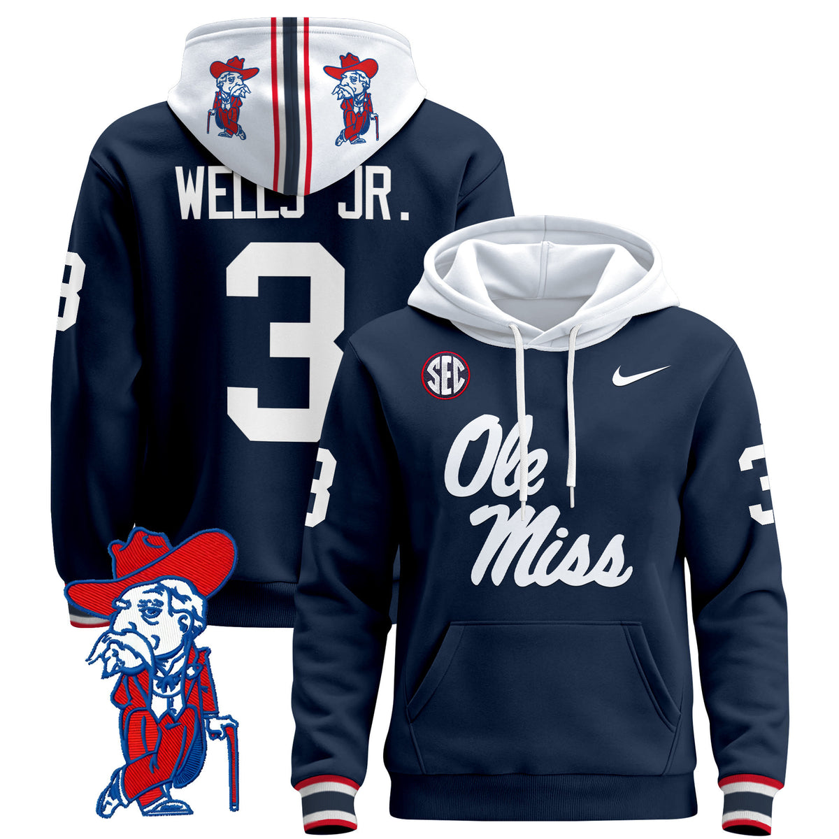 Men's Ole Miss Rebels 2026 Pullover Hoodie V2 - All Stitched
