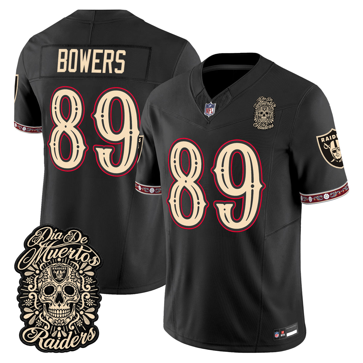 Men's Las Vegas Raiders Día de los Muertos Vapor Limited Jersey - All Stitched - BLACK - BROCK BOWERS