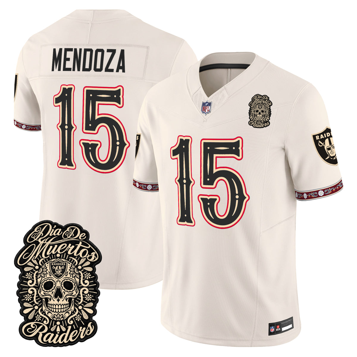 Men's Las Vegas Raiders Día de los Muertos Vapor Limited Jersey - All Stitched - BONE - FERNANDO MENDOZA