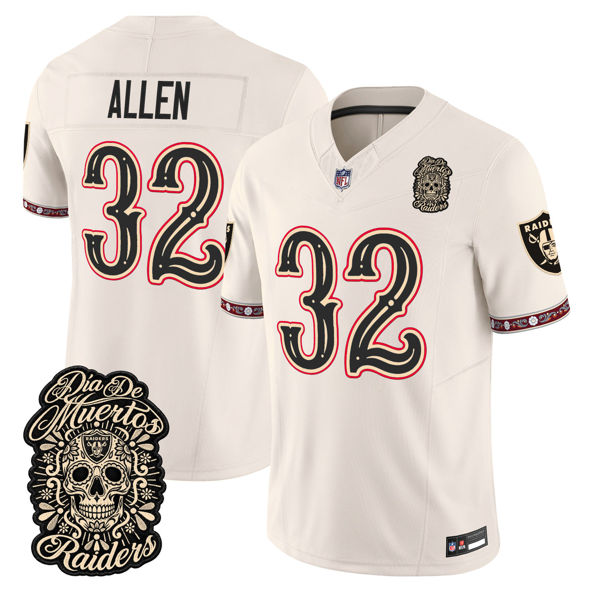 Men's Las Vegas Raiders Día de los Muertos Vapor Limited Jersey - All Stitched - BONE - MARCUS ALLEN