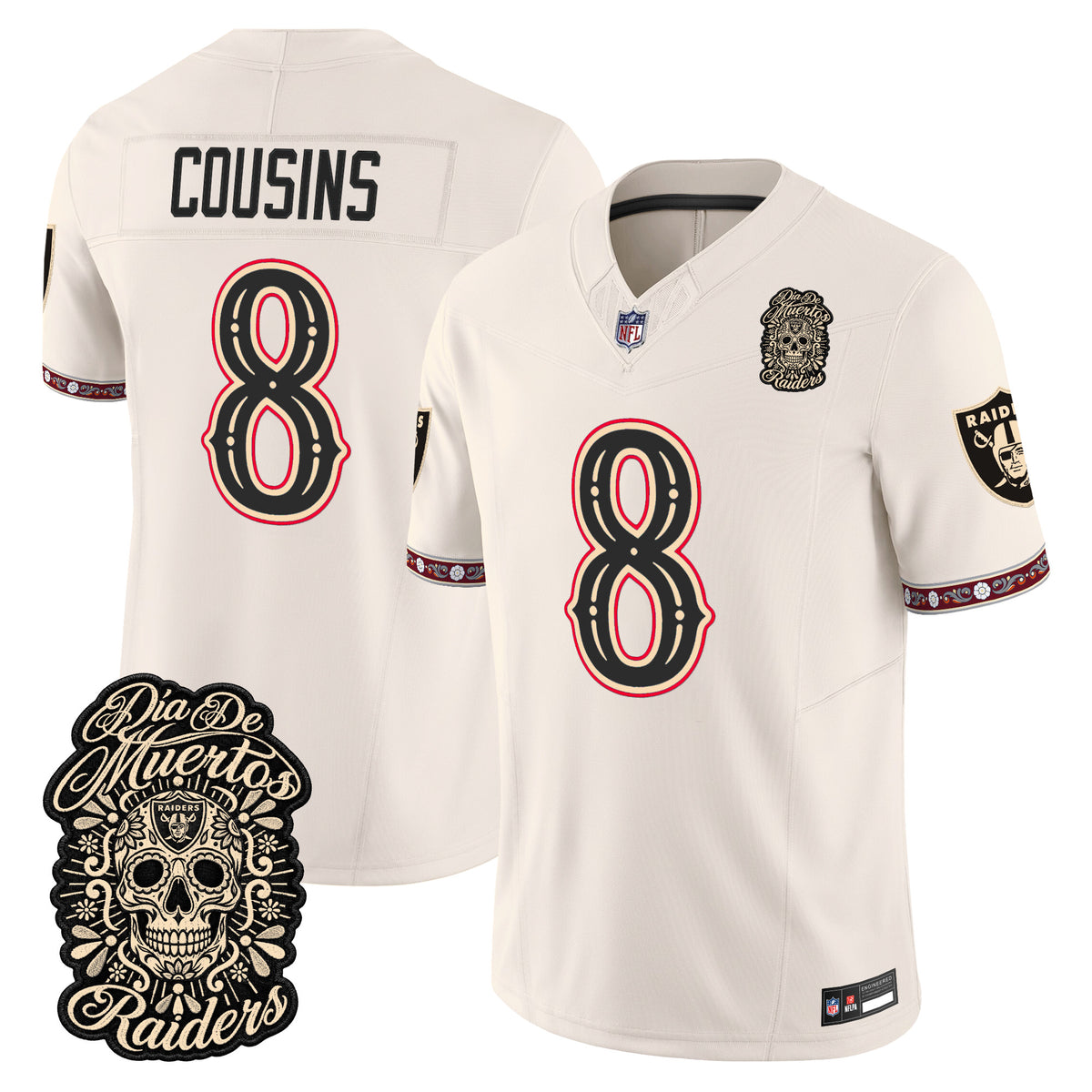 Men's Las Vegas Raiders Día de los Muertos Vapor Limited Jersey - All Stitched - BONE - KIRK COUSINS