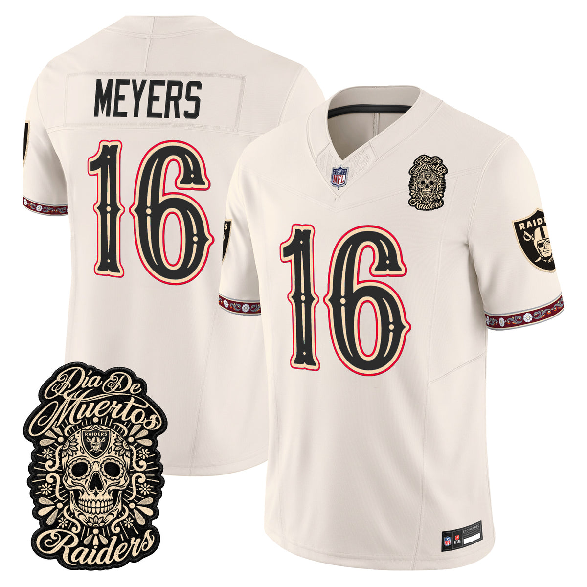 Men's Las Vegas Raiders Día de los Muertos Vapor Limited Jersey - All Stitched - BONE - JAKOBI MEYERS