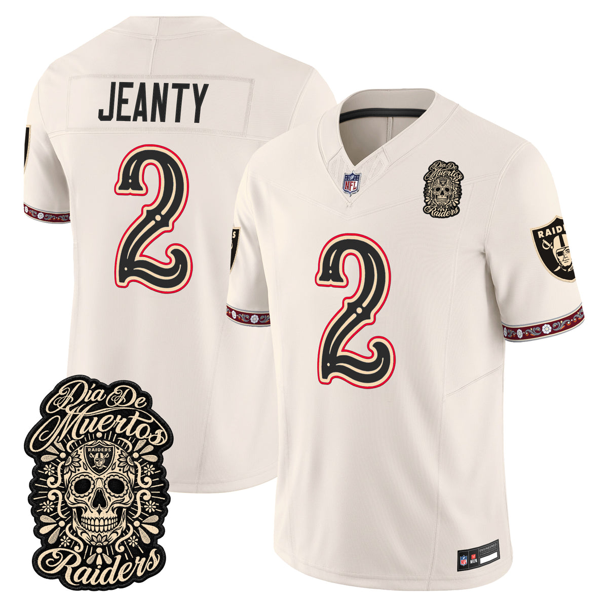 Men's Las Vegas Raiders Día de los Muertos Vapor Limited Jersey - All Stitched - BONE - ASHTON JEANTY