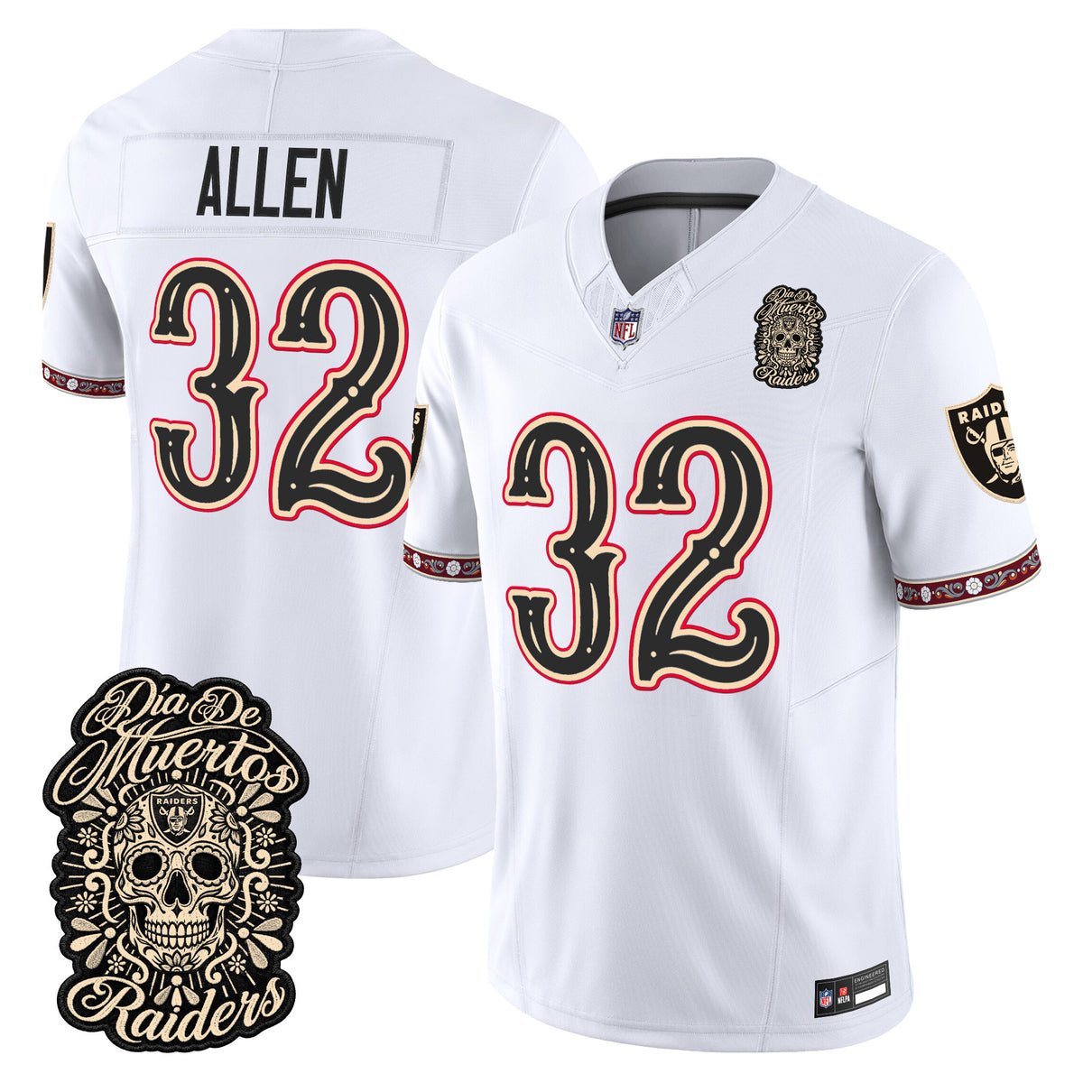 Men's Las Vegas Raiders Día de los Muertos Vapor Limited Jersey - All Stitched - WHITE - MARCUS ALLEN