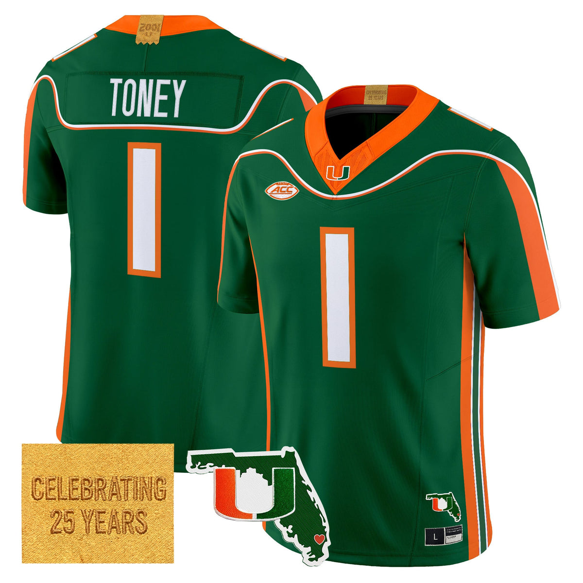 Men's Miami Hurricanes 2001 Throwback Vapor Limited Jersey - Florida Patch - All Stitched