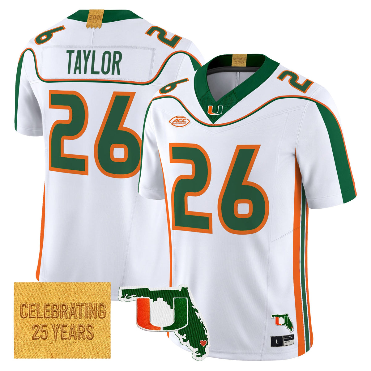 Men's Miami Hurricanes 2001 Throwback Vapor Limited Jersey - Florida Patch - All Stitched