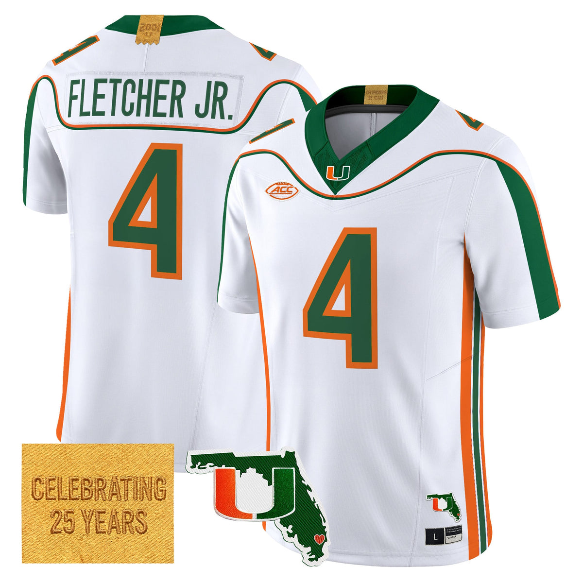 Men's Miami Hurricanes 2001 Throwback Vapor Limited Jersey - Florida Patch - All Stitched