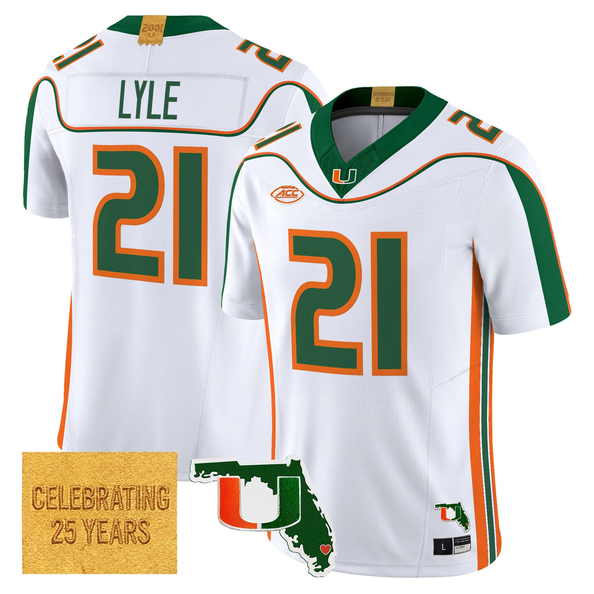 Men's Miami Hurricanes 2001 Throwback Vapor Limited Jersey - Florida Patch - All Stitched