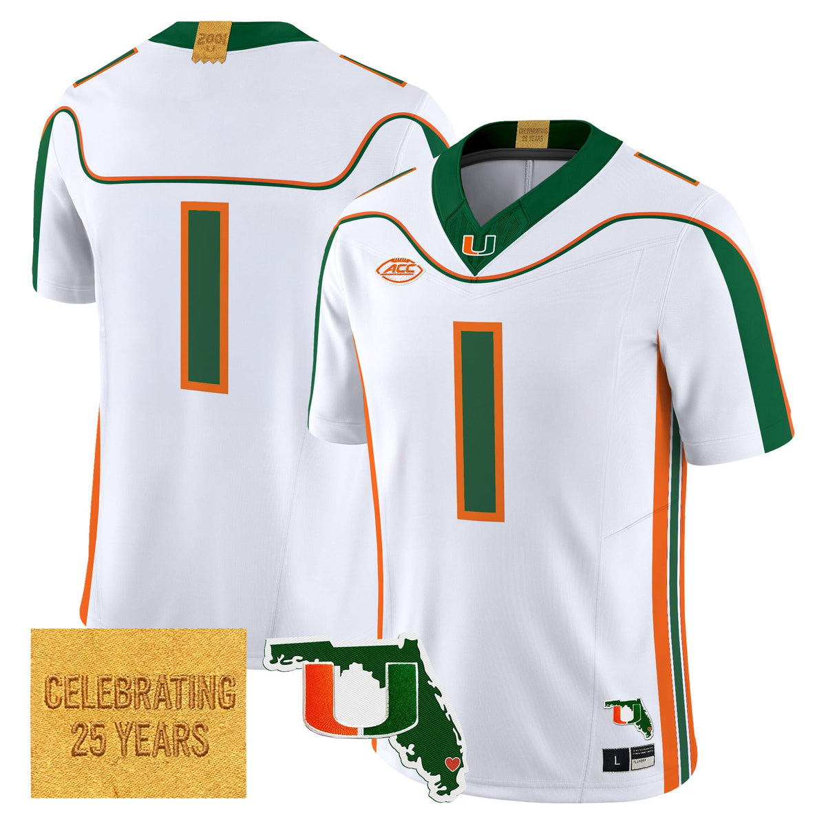 Men's Miami Hurricanes 2001 Throwback Vapor Limited Jersey - Florida Patch - All Stitched