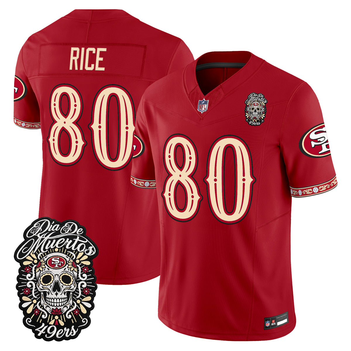 Men's San Francisco 49ers Día de los Muertos Vapor Limited Jersey - All Stitched - Scarlet - Jerry Rice