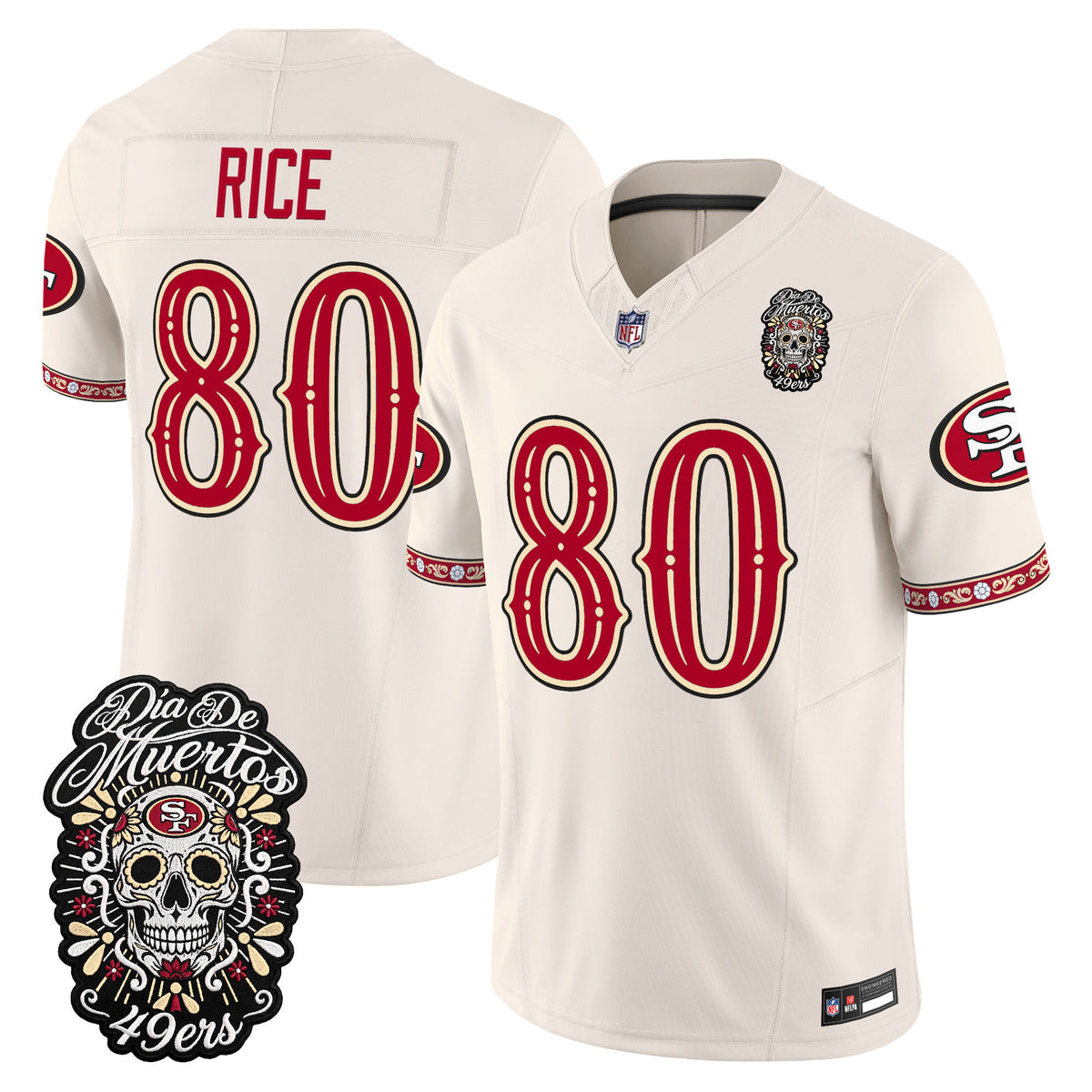 Men's San Francisco 49ers Día de los Muertos Vapor Limited Jersey - All Stitched - Bone - Jerry Rice
