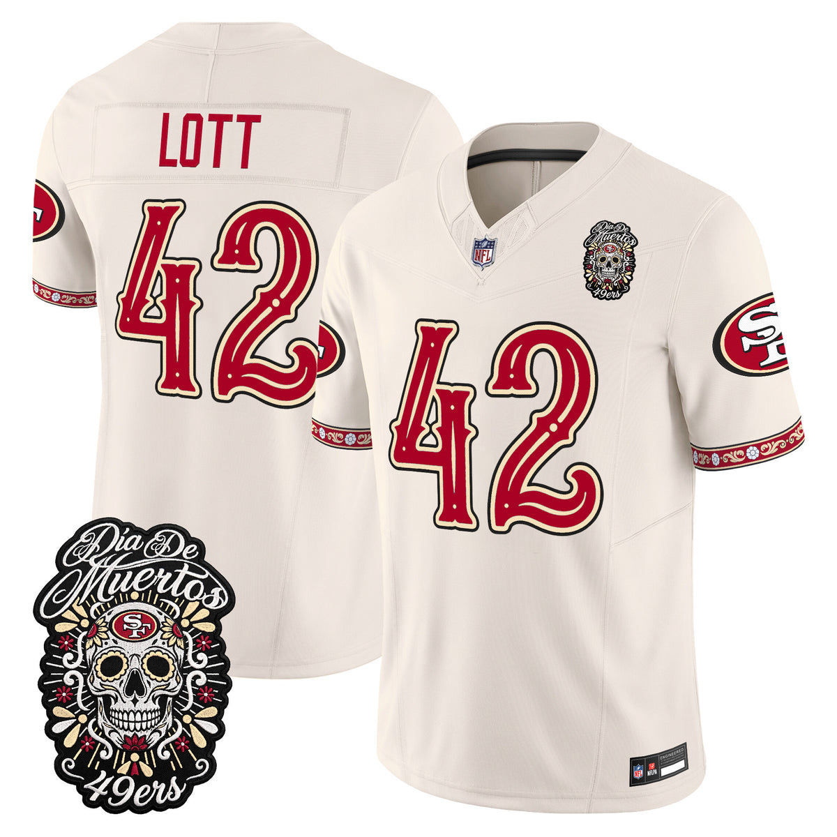 Men's San Francisco 49ers Día de los Muertos Vapor Limited Jersey - All Stitched - Bone - Ronnie Lott