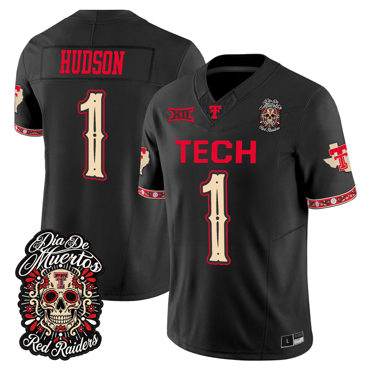 Men's Texas Tech Red Raiders Día de los Muertos Vapor Limited Jersey - All Stitched