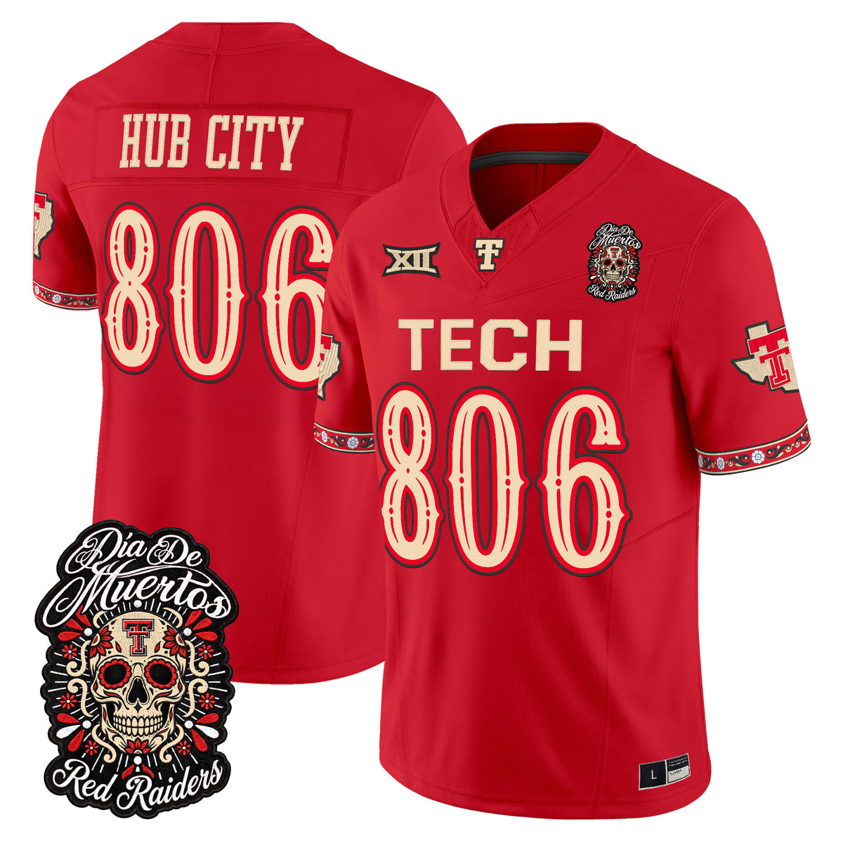 Men's Texas Tech Red Raiders Día de los Muertos Vapor Limited Jersey - All Stitched