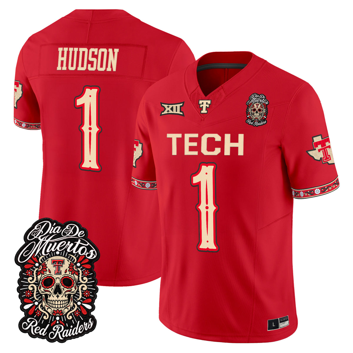Men's Texas Tech Red Raiders Día de los Muertos Vapor Limited Jersey - All Stitched