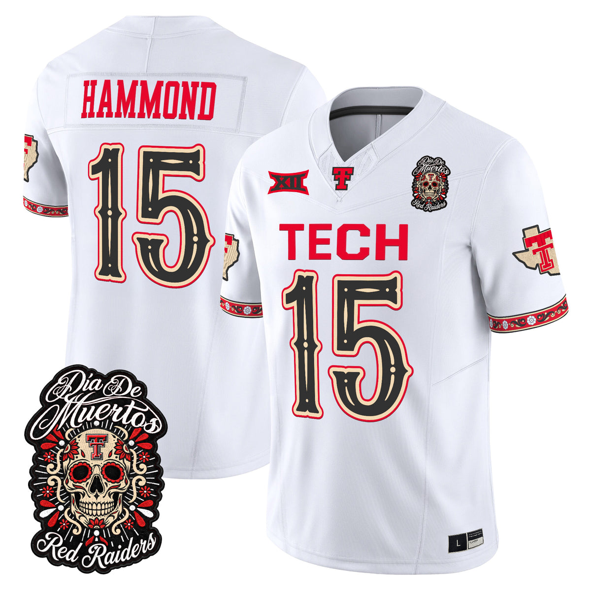 Men's Texas Tech Red Raiders Día de los Muertos Vapor Limited Jersey - All Stitched